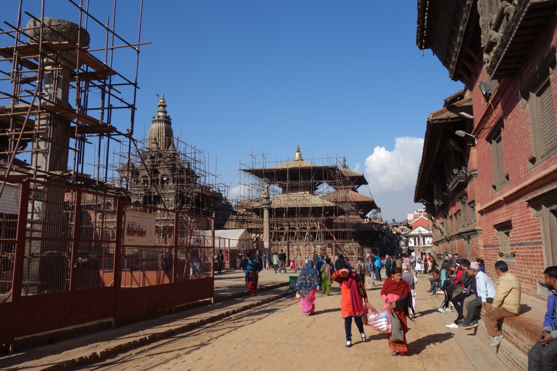 patan durbar square kathmandu reconstruction scaffolding